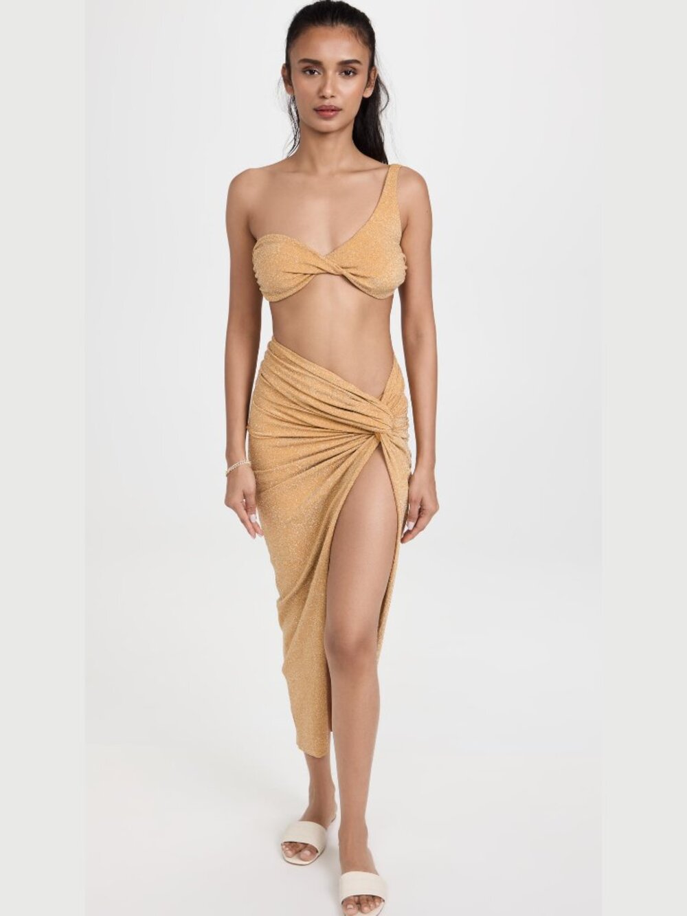 NWT Baobab Mia Pareo GLOSSY GOLD Swim Cover Up Skirt Large MSRP $170 NEW